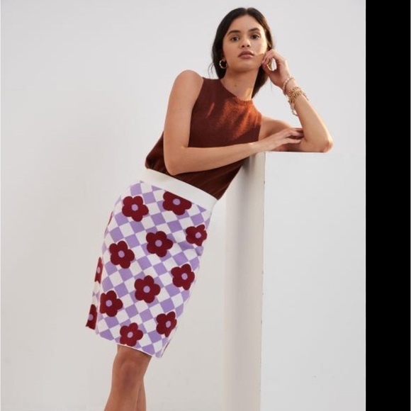 NWT Maeve by Anthropologie women’s knit retro floral pencil mini skirt M fall - Picture 1 of 8